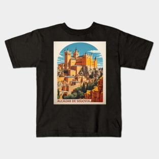 Alcazar de Segovia Spain Travel Tourism Retro Vintage Art Kids T-Shirt